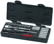 22 PC 1/4 DR METRIC SKT SET STD/DEEP - USA Tool & Supply