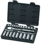 24PC 3/8 DR METRIC SKT SET STD/DEEP - USA Tool & Supply