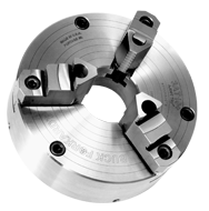 Ajust-Tru+ Universal Chuck - 8" Plain Mount; 3-Jaw; Solid Jaw - USA Tool & Supply