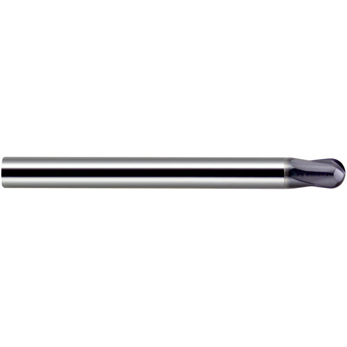 1/4″ Dia. × 1/4″ Shank × 1/2″ DOC × 3 OAL, Carbide nACo, 2 Flute, Ballnose End Mill - Exact Industrial Supply