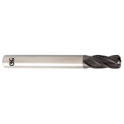 ‎1″ Dia. × 1″ Shank × 1-1/2″ DOC × 4″ OAL, Carbide, TiAlN, 4 Flute, Corner Radius, Solid End Mill - USA Tool & Supply