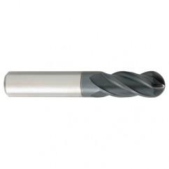 1/2" Dia. - 3" OAL - Carbide - Ball End HP End Mill-4 FL - USA Tool & Supply