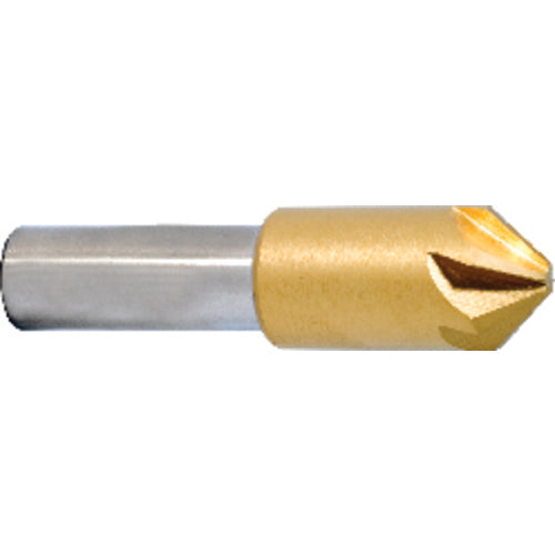 ‎1/2″ Size-3/8″ Shank-90°-M42,TiN 6 Flute Chatterless Countersink - USA Tool & Supply