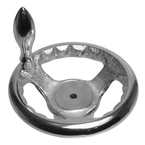 70984, 12" inch spoked cast iron hand wheel with 3/4" bore with chrome steel revolving handle - USA Tool & Supply