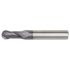 3/16x3/16x1x4 Ball Nose 2FL Carbide End Mill-Round Shank-TiAlN - USA Tool & Supply