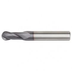 1/4x1/4x3/4x2-1/2 Ball Nose 2FL Carbide End Mill-Round Shank-TiAlN - USA Tool & Supply