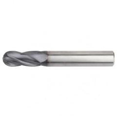 3/8x3/8x1x4 Ball Nose 4FL Carbide End Mill-Round Shank-TiAlN - USA Tool & Supply