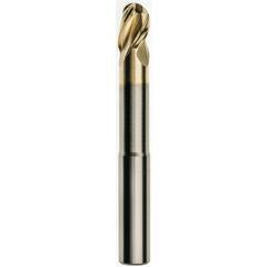 3/8 x 3/8 x 1/2 x 3 w/1-1/4 Reach Ball Nose 3 Flute Carbide M223N Streaker End Mill-ZrN - USA Tool & Supply