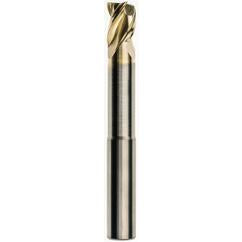 3/16 x 3/16 x 1/4 x 3 w/1 Reach .015 Radius 3 Flute Carbide M223N Streaker End Mill-ZrN - USA Tool & Supply