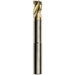3/16 x 3/16 x 1/4 x 3 w/1 Reach .015 Radius 3 Flute Carbide M223N Streaker End Mill-ZrN - USA Tool & Supply