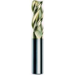3/4 x 3/4 x 1-5/8 x 4 .125 Radius 3 Flute Carbide M223 Streaker End Mill-ZrN - USA Tool & Supply