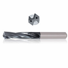 0.4844 mm Dia. × 14 mm Shank × 275 mm Flute Length × 325 mm OAL, 20xD, 135°, Varianta Supral, 2 Flute, Coolant Thru, h6, Cylindrical, Solid Carbide Drill