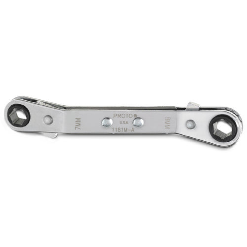 ‎Proto Offset Double Box Reversible Ratcheting Wrench 7 × 8 mm - 6 Point - USA Tool & Supply