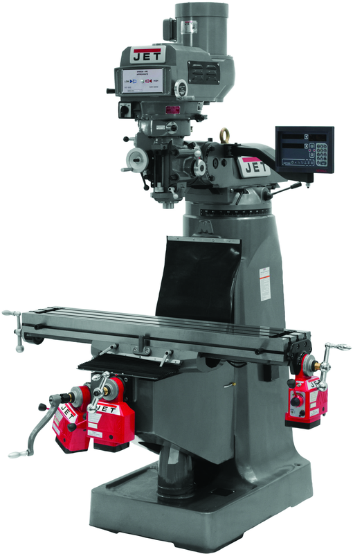 JTM-4VS Mill With 3-Axis Newall DP700 DRO (Knee) With X, Y and Z-Axis Powerfeeds and Power Draw Bar - USA Tool & Supply