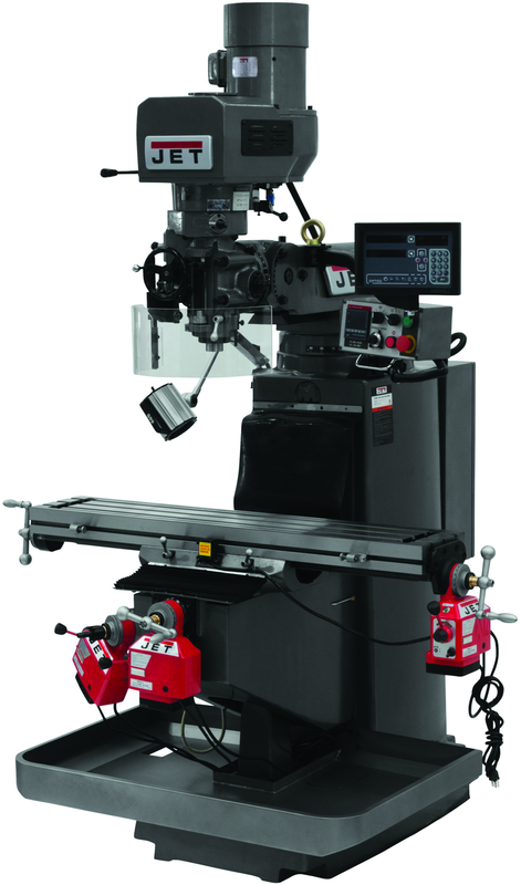 JTM-949EVS Mill With 3-Axis Newall DP700 DRO (Knee) With X-Axis Powerfeed and Air Powered Draw Bar - USA Tool & Supply