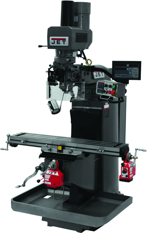 JTM-949EVS Mill With 3-Axis Newall DP700 DRO (Quill) With X and Y-Axis Powerfeeds and Air Powered Draw Bar - USA Tool & Supply