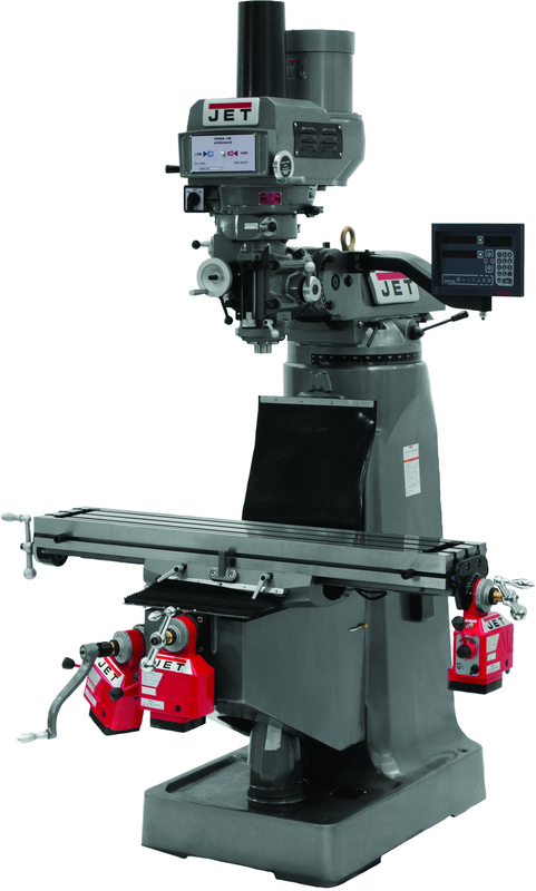 JTM-4VS-1 Mill With 3-Axis Newall DP700 DRO (Quill) With X, Y and Z-Axis Powerfeeds and Power Draw Bar - USA Tool & Supply