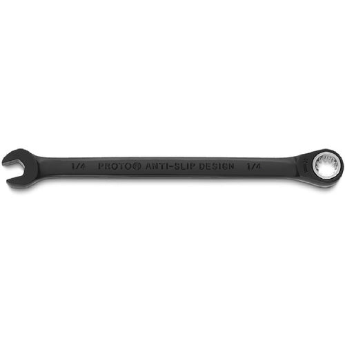 Proto Black Chrome Combination Non-Reversible Ratcheting Wrench 1/4″ - Spline - USA Tool & Supply