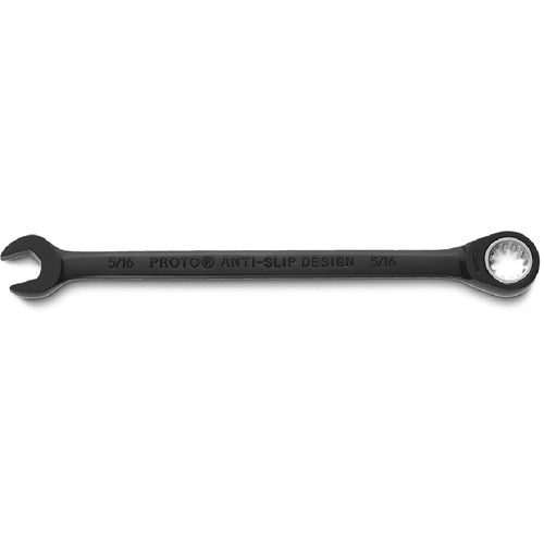 Proto Black Chrome Combination Non-Reversible Ratcheting Wrench 5/16″ - Spline - USA Tool & Supply