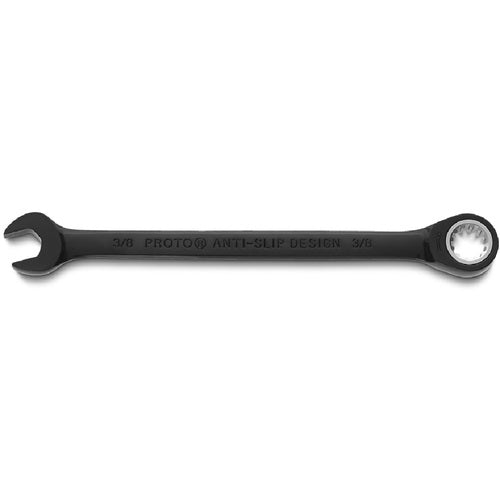 Proto Black Chrome Combination Non-Reversible Ratcheting Wrench 3/8″ - Spline - USA Tool & Supply