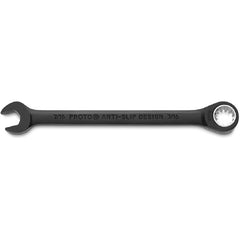 Proto Black Chrome Combination Non-Reversible Ratcheting Wrench 7/16″ - Spline - USA Tool & Supply