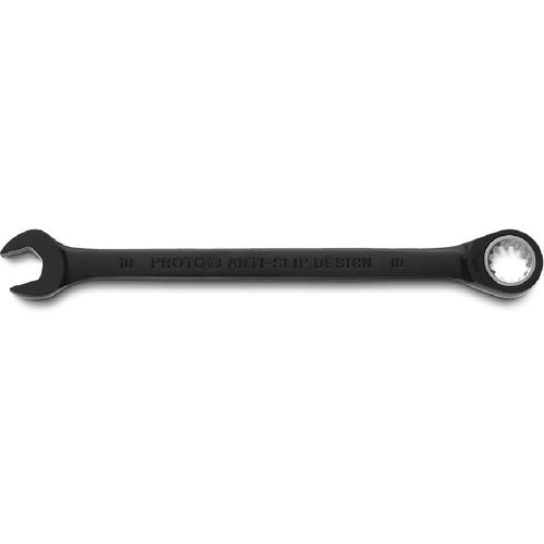 Proto Black Chrome Combination Non-Reversible Ratcheting Wrench 10 mm - Spline - USA Tool & Supply