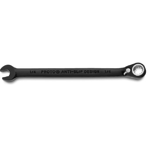 Proto Black Chrome Combination Reversible Ratcheting Wrench 1/4″ - Spline - USA Tool & Supply