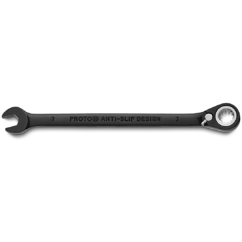 Proto Black Chrome Combination Reversible Ratcheting Wrench 7 mm - Spline - USA Tool & Supply