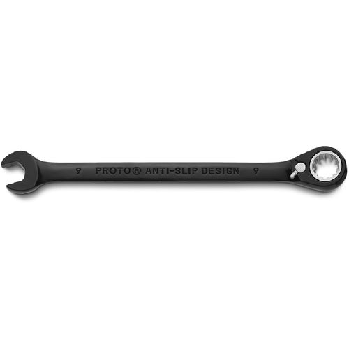Proto Black Chrome Combination Reversible Ratcheting Wrench 9 mm - Spline - USA Tool & Supply