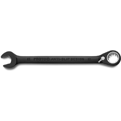 Proto Black Chrome Combination Reversible Ratcheting Wrench 12 mm - Spline - USA Tool & Supply