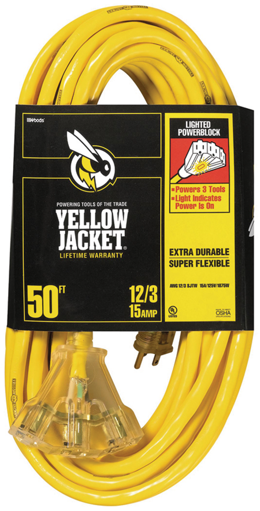 Extension Cord - 50' Extra HD 3-Outlet (Powerlite) - USA Tool & Supply