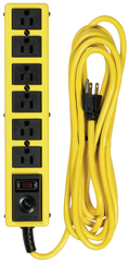 6 Outlet - Black/Yellow - Surge Protector/Circuit Breaker - USA Tool & Supply