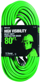 80' Ext. Cord Extra HD 1-Outlet- Neon High Visibility - USA Tool & Supply