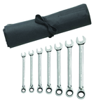 7 Piece - Reversible Combination Ratcheting Wrench Set SAE - USA Tool & Supply