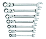 7 Piece - Flex-Head Combination Ratcheting Wrench Set SAE - USA Tool & Supply