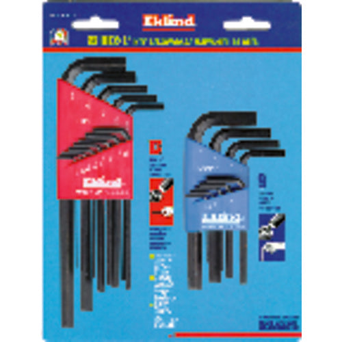 22 Pieces-0.050″-3/8″ & 1.5-10 mm Long & Short Arm Style - Hex Key Set - USA Tool & Supply