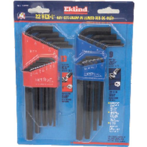 22 Pieces-0.050″-3/8″ & 1.5-10 mm Long Arm Style - Hex Key Set - USA Tool & Supply