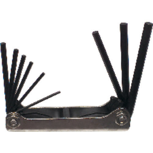9 Pieces-5/64″-1/4″ Fold Up Style-4 1/4″ Arm-Hex Key Set - USA Tool & Supply