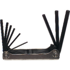9 Pieces-5/64″-1/4″ Fold Up Style-4 1/4″ Arm-Hex Key Set - USA Tool & Supply