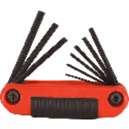 9 Pieces-0.050″-3/16″ Fold Up Style - Hex Key Set - USA Tool & Supply