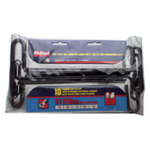 10 Pieces-3/32″-3/8″ T-Handle Style-9″ Arm-Hex Key Set with Plain Grip - USA Tool & Supply