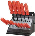 10 Piece - 1.3 - 10mm Screwdriver Style - Ball End Hex Driver Set with Stand - USA Tool & Supply