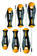6 Piece - T8 - T25 - Torx Tip Ergonic Screwdrivers - Impact-Proof Handle with Hanging Hole - USA Tool & Supply