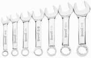 Snap-On/Williams Combination Wrench Set -- 7 Pieces; Chrome 12-Point; Set Includes: 3/8; 7/16; 1/2; 9/16; 5/8; 11/16; 3/4" - USA Tool & Supply