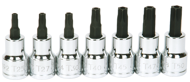 #9319128 - T25; T27; T30; T40; T45; T47; T50 - 3/8" Drive - Socket Drive Torx Bit Set - USA Tool & Supply