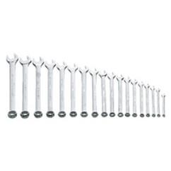 Snap-On/Williams Metric Combination Wrench Set -- 18 Pieces; 12PT Satin Chrome; Includes Sizes: 7; 8; 9; 10; 11; 12; 13; 14; 15; 16; 17; 18; 19; 20; 21; 22; 23; 24mm - USA Tool & Supply