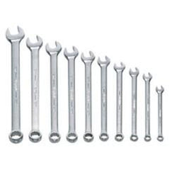 Snap-On/Williams Metric Combination Wrench Set -- 10 Pieces; 12PT Satin Chrome; Includes Sizes: 7; 8; 9; 10; 11; 12; 13; 15; 17mm - USA Tool & Supply