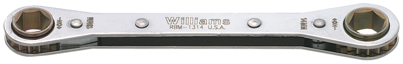 13 x 14mm - 6-7/8'' OAL - Chrome Plated Straight Ratcheting Box Wrench - USA Tool & Supply