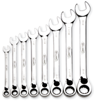Snap-On/Williams Reverse Ratcheting Wrench Set -- 8 Pieces; 12PT Chrome Plated; Includes Sizes: 5/16; 3/8; 7/16; 1/2; 9/16; 5/8; 11/16; 3/4"; 5° Swing - USA Tool & Supply