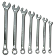 Snap-On/Williams Fractional Combination Wrench Set -- 7 Pieces; 12PT Satin Chrome; Includes Sizes: 3/8; 7/16; 1/2; 9/16; 5/8; 11/16; 3/4" - USA Tool & Supply